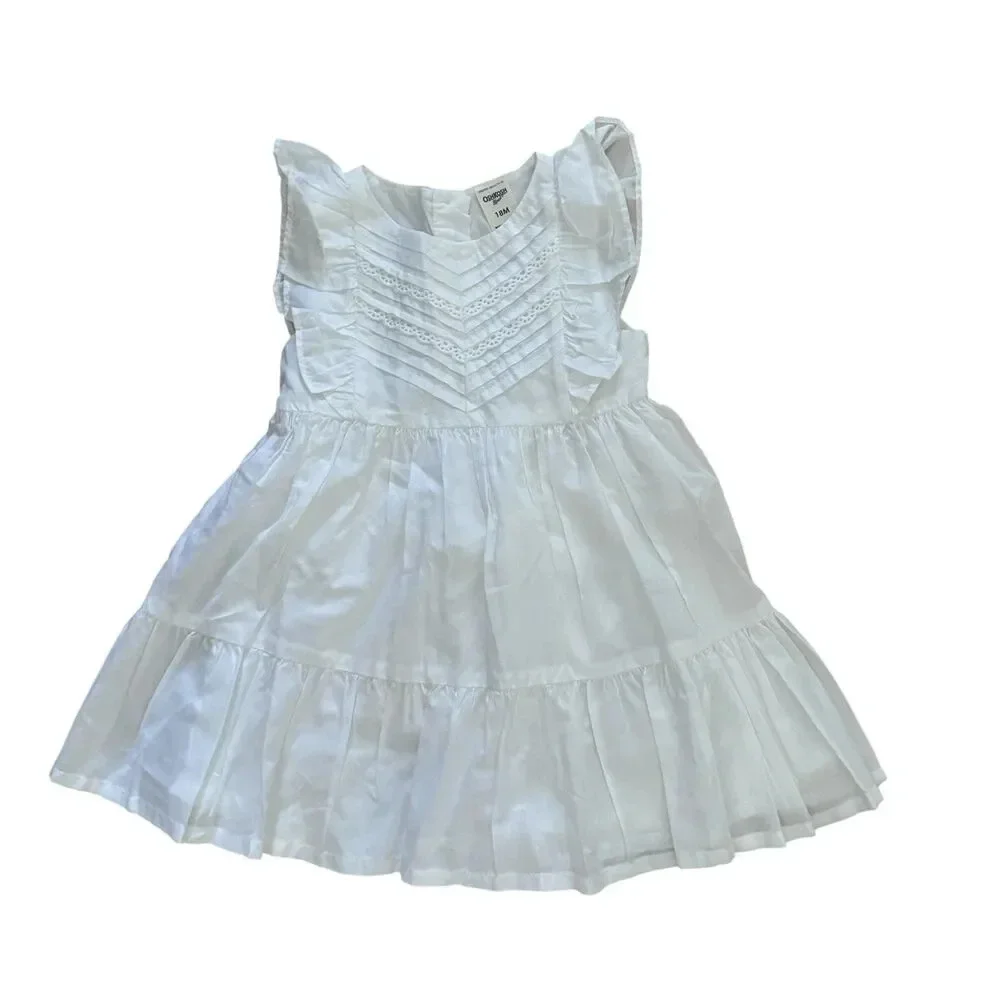 Oshkosh White Baby Girls Dress Short Sleeve size 18M NWT
